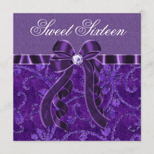 Lavender Purple Glitter Sweet Sixteen Birthday Invitation