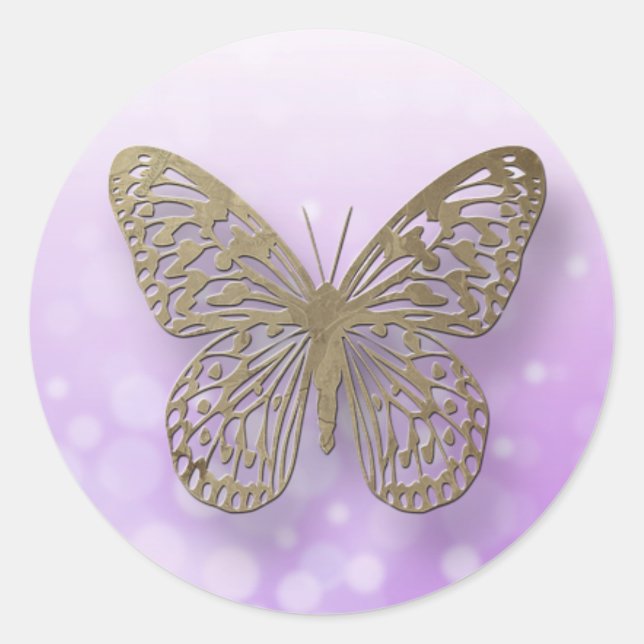Lavender Purple Gold Butterfly Stickers (Front)