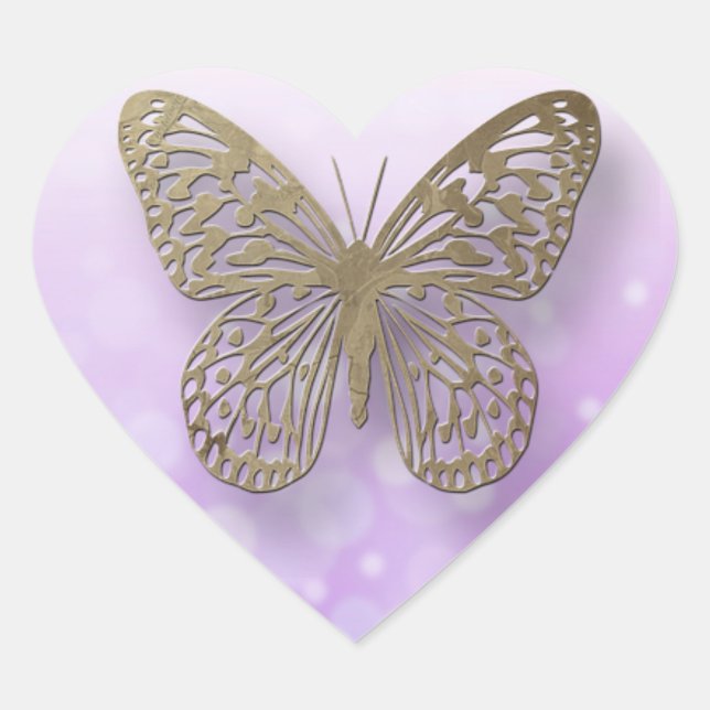 Lavender Purple Gold Butterfly Stickers (Front)