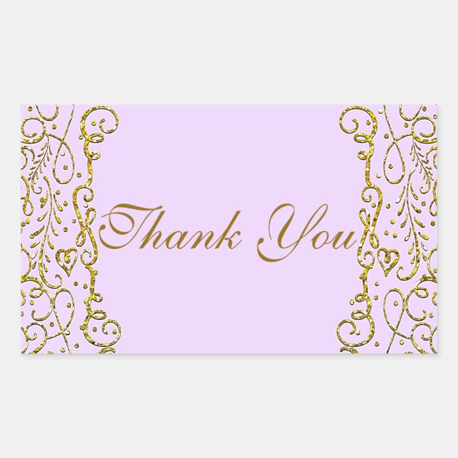 Lavender Purple Gold Royal Castle PRINCESS PARTY Rectangular Sticker (Front)
