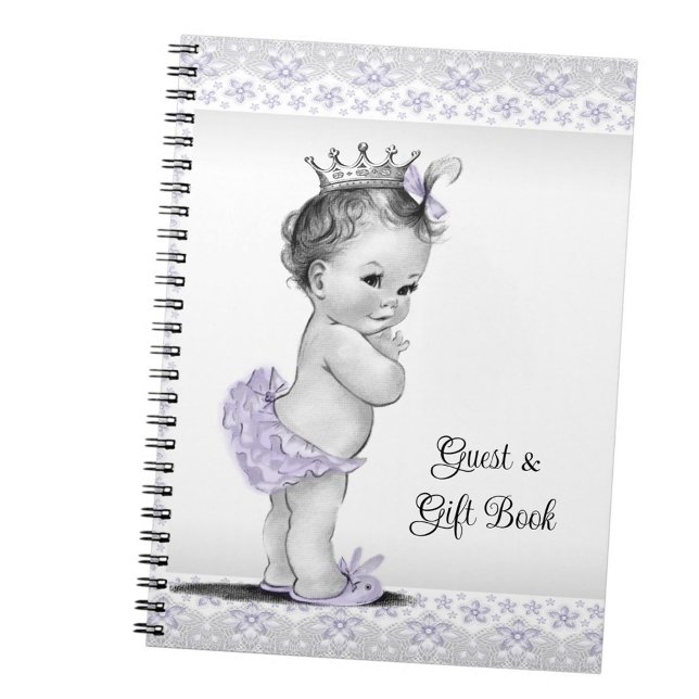 Lavender Purple Grey Baby Shower Gift Guest Book (Have a guest write theme of the guest and the gift for easy thank you cards.)