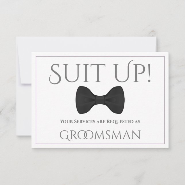 Lavender Purple & Grey Be My Groomsman Card (Front)