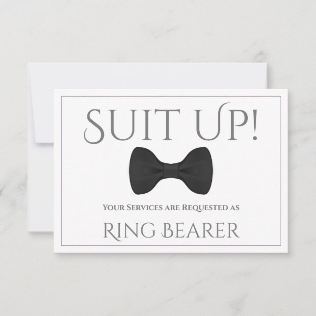 Lavender Purple & Grey Be My Ring Bearer Card (Front)
