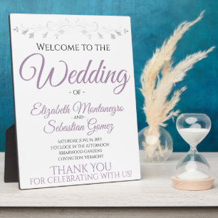 Lavender Purple & Grey Elegant Wedding Welcome Plaque