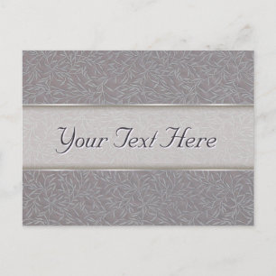 Lavender Purple Grey Embossed Leaf Vines Brocade Postcard