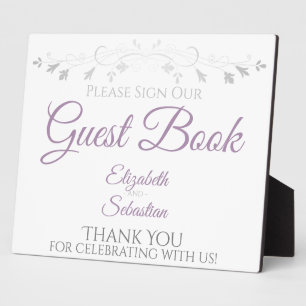 Lavender Purple & Grey Sign Our Guest Book Wedding Plaque