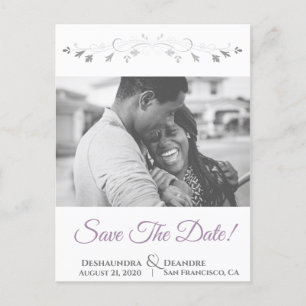 Lavender Purple & Grey Wedding Save the Date Holiday Postcard
