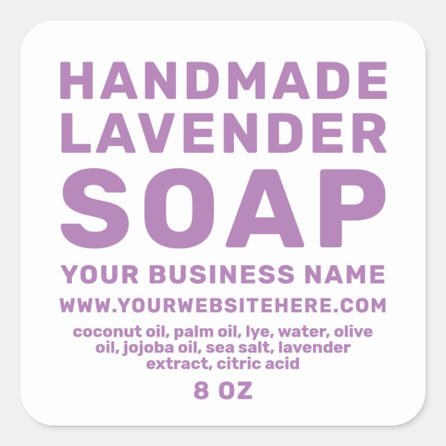 Lavender Purple Handmade Soap Label (Front)