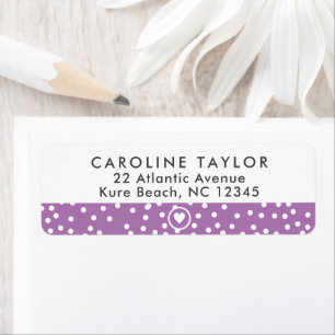 Lavender Purple Heart & Dots Cute Girly Address