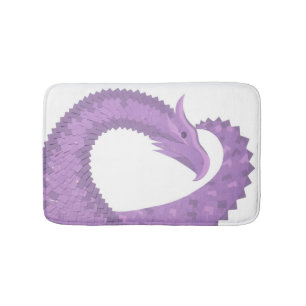 Lavender purple heart dragon on white bath mat