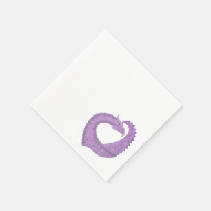 Lavender purple heart dragon on white napkin