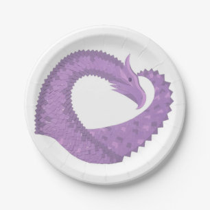 Lavender purple heart dragon on white paper plate