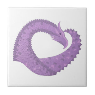 Lavender purple heart dragon on white tile