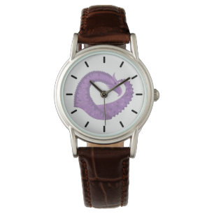 Lavender purple heart dragon on white watch