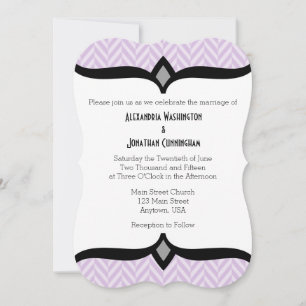 Lavender Purple Herringbone Wedding Invitation