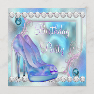 Lavender Purple High Heel Shoe Birthday Party Invitation