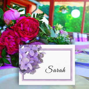 Lavender Purple Hydrangea Blank Place Cards
