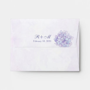 Lavender Purple Hydrangeas Monogram Wedding Envelope