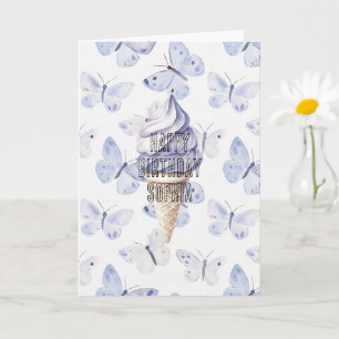 Lavender Purple Ice Cream Cones Birthday Card