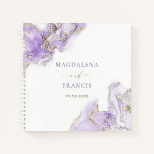 lavender purple ink marble wedding Guest Book