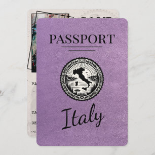 Lavender Purple Italy Passport Save The Date