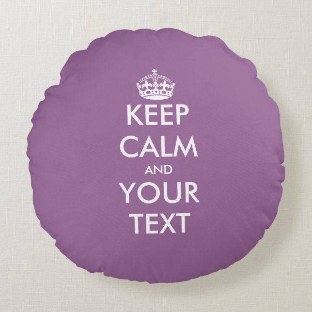 Lavender purple keep calm text round throw pillow (Front)
