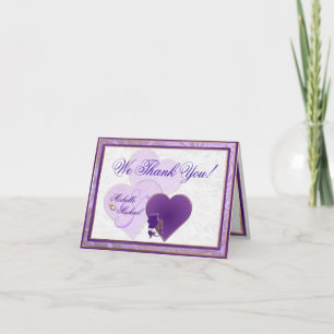 Lavender Purple Lace 4" x 5.6" Wedding Thank You Card