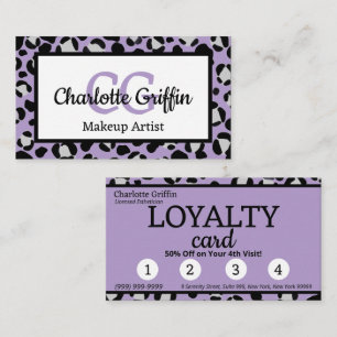 Lavender Purple Leopard Print Lash Makeup Loyalty Business Card