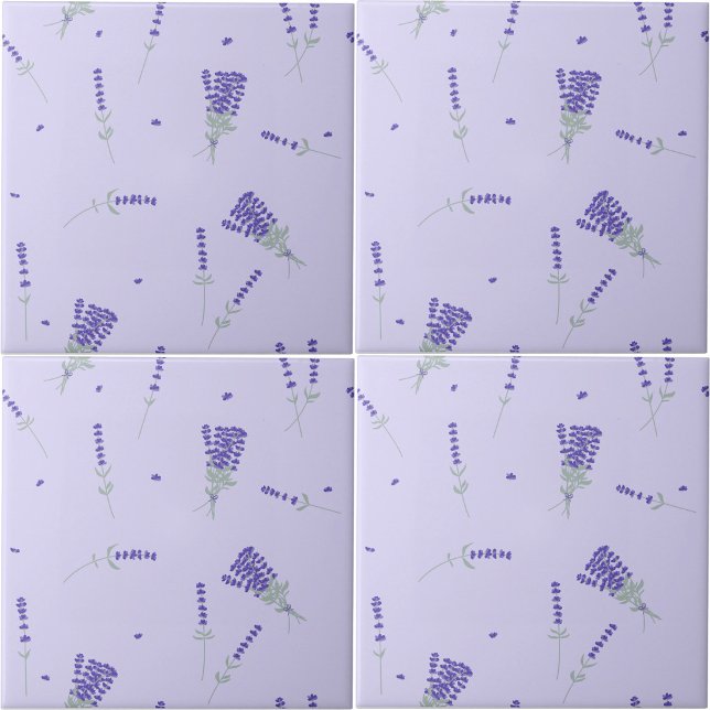 Lavender Purple Lilac Floral Botanical Tile (Lavender Purple Wildflower Floral Botanical Ceramic Tile)