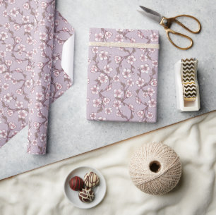Lavender Purple Lilac Floral Dogwood  Wrapping Paper