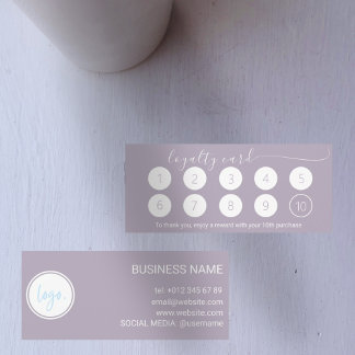 LAVENDER PURPLE LOYALTY CARD 10 WITH BUSINESS LOGO