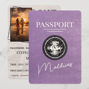 Lavender Purple Maldives Passport Save The Date