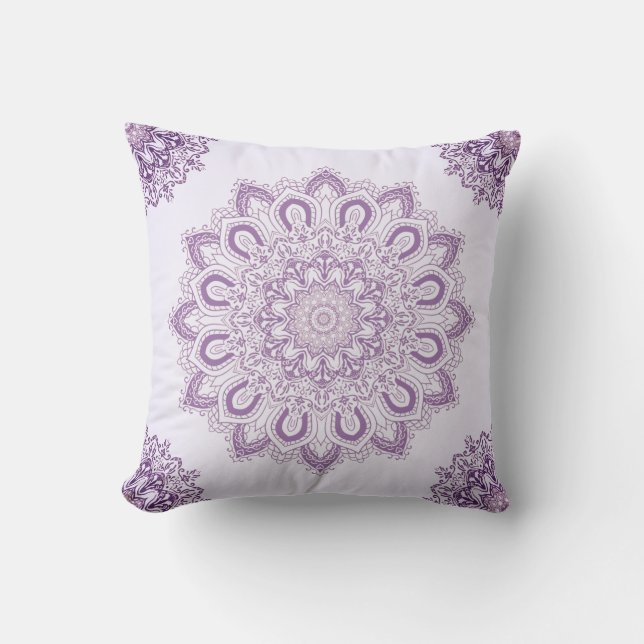 Lavender Purple Mandala Pattern Decorative Cushion (Front)