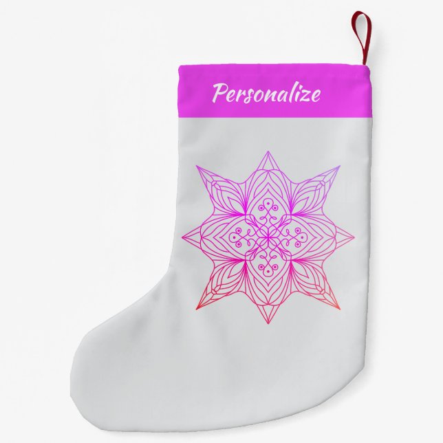 Lavender Purple Mandala Personalized Christmas Small Christmas Stocking (Back)