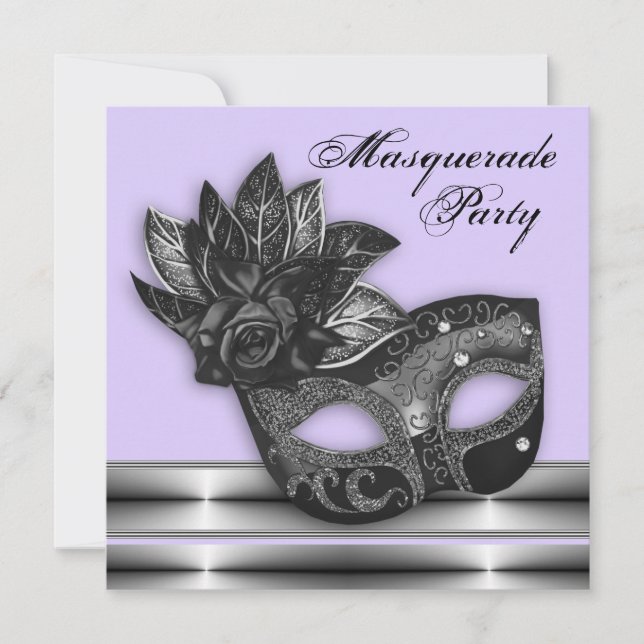 Lavender Purple Masquerade Party Invitations (Front)