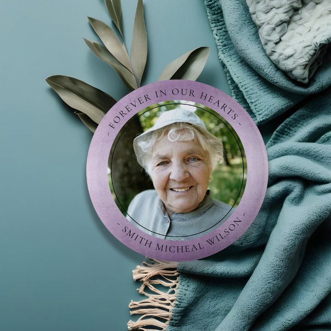 Lavender Purple Mauve Foil Sympathy Memorial Photo 6 Cm Round Badge (Creator Uploaded)
