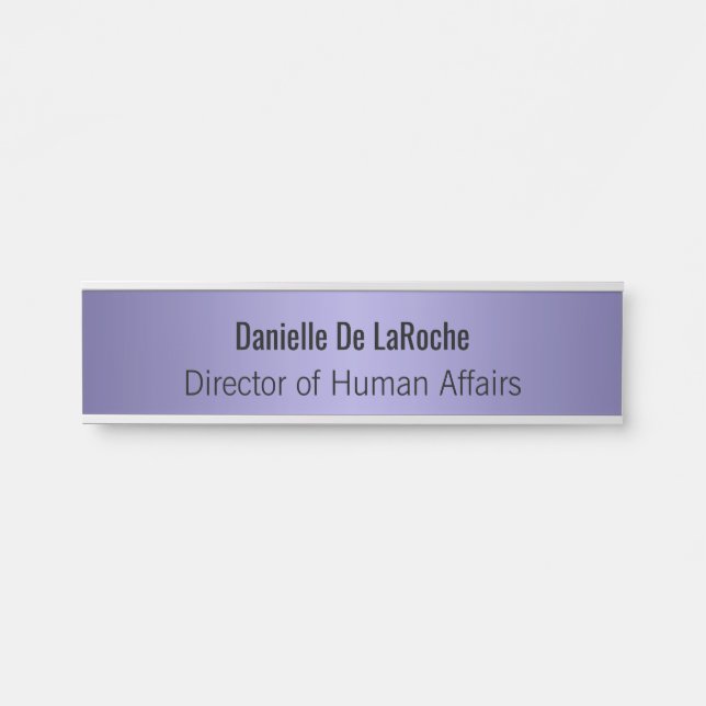 Lavender Purple Metallic Personalised Name Plate (Front)