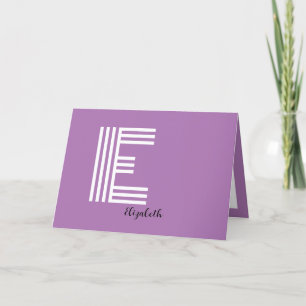 Lavender Purple Minimalist Monogram Custom Name Thank You Card