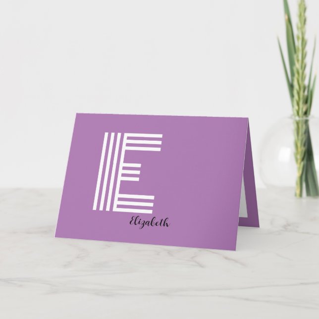Lavender Purple Minimalist Monogram Custom Name Thank You Card (Front)