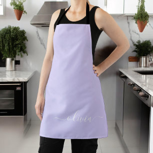 Lavender Purple Modern Script Girly Monogram Name Apron
