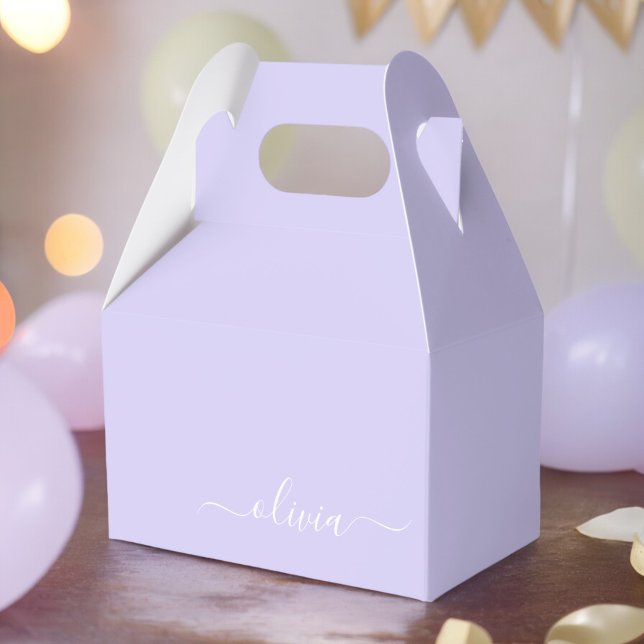 Lavender Purple Modern Script Girly Monogram Name Favour Box (Creator Uploaded)