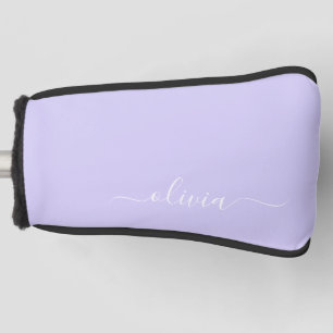 Lavender Purple Modern Script Girly Monogram Name Golf Head Cover