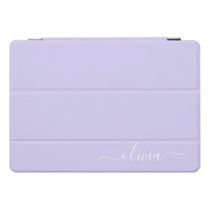 Lavender Purple Modern Script Girly Monogram Name iPad Pro Cover