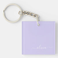Lavender Purple Modern Script Girly Monogram Name