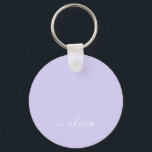 Lavender Purple Modern Script Girly Monogram Name Key Ring<br><div class="desc">Lavender Purple Simple Script Monogram Name Keychains (Key Chain). This makes the perfect sweet 16 birthday,  wedding,  bridal shower,  anniversary,  baby shower or bachelorette party gift for someone that loves glam luxury and chic styles.</div>