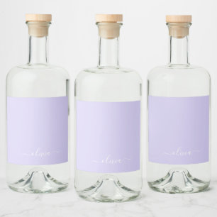 Lavender Purple Modern Script Girly Monogram Name Liquor Bottle Label