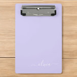 Lavender Purple Modern Script Girly Monogram Name Mini Clipboard<br><div class="desc">Lavender Purple Name Planning Clipboard. This makes the perfect sweet 16 birthday,  wedding,  bridal shower,  anniversary,  baby shower or bachelorette party gift for someone that loves glam luxury and chic styles.</div>