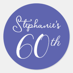 Lavender Purple Monogram 60th Birthday Party Classic Round Sticker