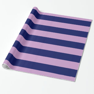 Lavender Purple, Navy Blue XL Stripes Pattern V Wrapping Paper