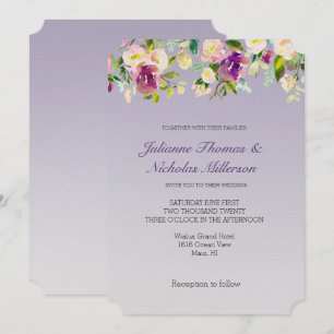 Lavender Purple Ombre Burgundy Blush Floral Invitation